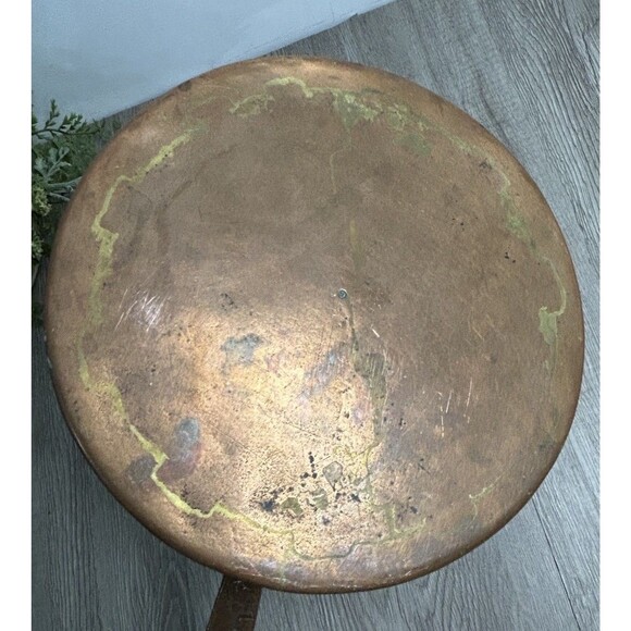 Antique Copper Cookware Sauce Pot Pan Tinned Copper Hand Wrought 6.5” - Picture 9 of 16